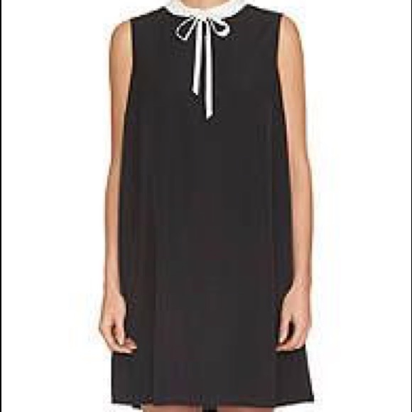 black shift dress with white collar
